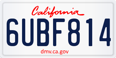 CA license plate 6UBF814