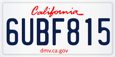 CA license plate 6UBF815