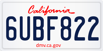 CA license plate 6UBF822