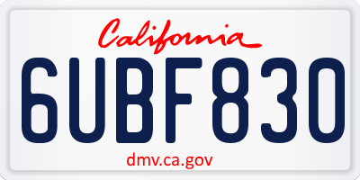 CA license plate 6UBF830