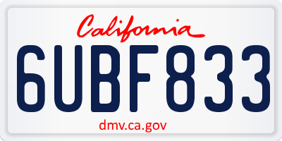 CA license plate 6UBF833