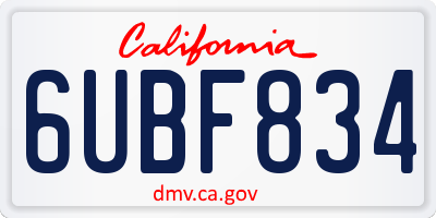 CA license plate 6UBF834