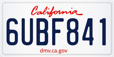 CA license plate 6UBF841