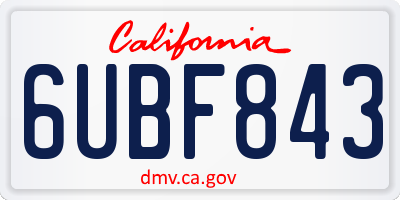 CA license plate 6UBF843
