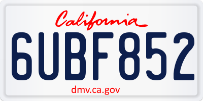 CA license plate 6UBF852