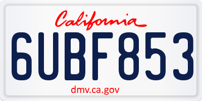 CA license plate 6UBF853
