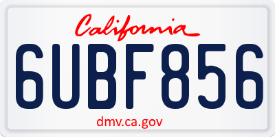CA license plate 6UBF856