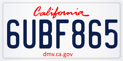 CA license plate 6UBF865