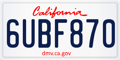 CA license plate 6UBF870
