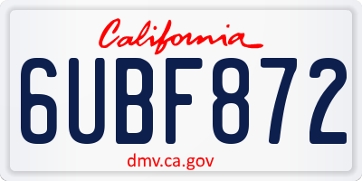 CA license plate 6UBF872