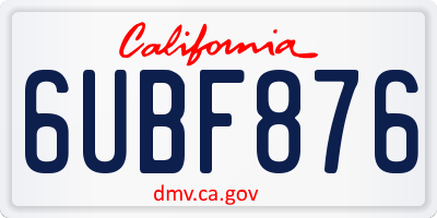 CA license plate 6UBF876