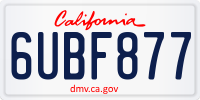 CA license plate 6UBF877