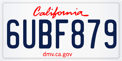CA license plate 6UBF879