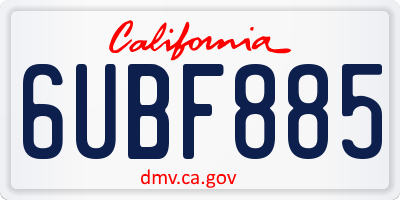 CA license plate 6UBF885