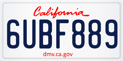 CA license plate 6UBF889