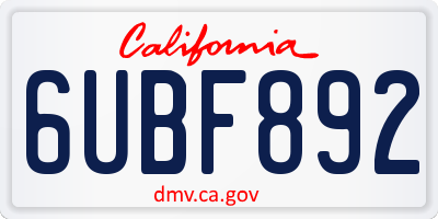CA license plate 6UBF892