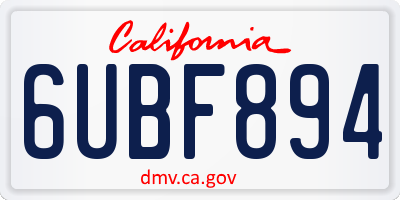 CA license plate 6UBF894