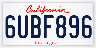 CA license plate 6UBF896