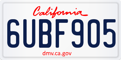 CA license plate 6UBF905