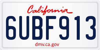 CA license plate 6UBF913