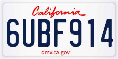 CA license plate 6UBF914