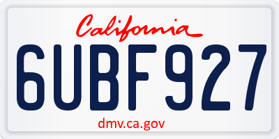 CA license plate 6UBF927