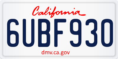 CA license plate 6UBF930