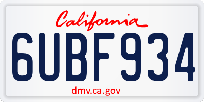 CA license plate 6UBF934
