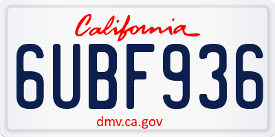 CA license plate 6UBF936