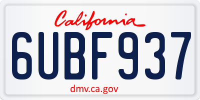 CA license plate 6UBF937