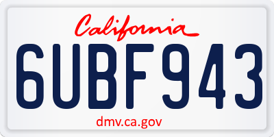 CA license plate 6UBF943