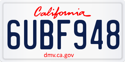 CA license plate 6UBF948