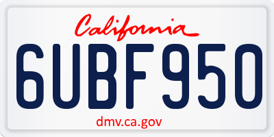 CA license plate 6UBF950