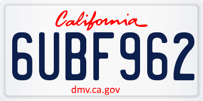 CA license plate 6UBF962