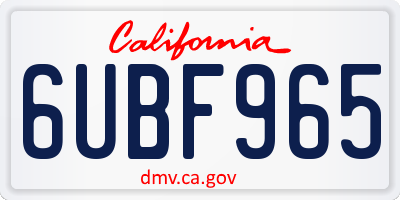 CA license plate 6UBF965