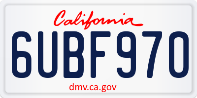 CA license plate 6UBF970
