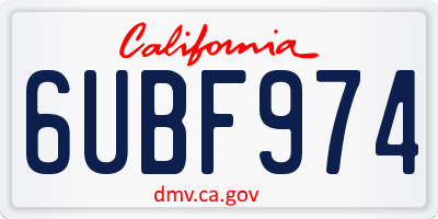 CA license plate 6UBF974