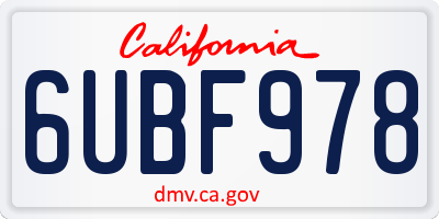 CA license plate 6UBF978