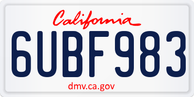 CA license plate 6UBF983