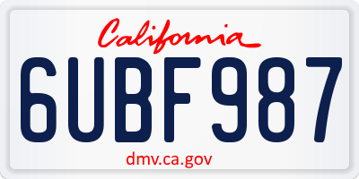 CA license plate 6UBF987