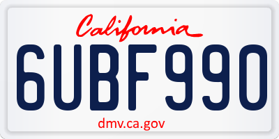 CA license plate 6UBF990