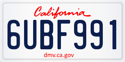 CA license plate 6UBF991