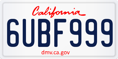 CA license plate 6UBF999