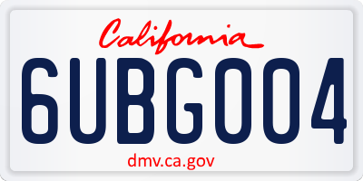 CA license plate 6UBG004