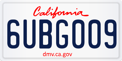 CA license plate 6UBG009