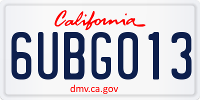 CA license plate 6UBG013