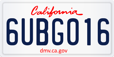 CA license plate 6UBG016