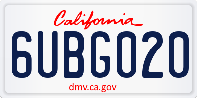 CA license plate 6UBG020