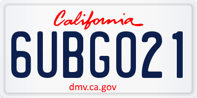 CA license plate 6UBG021