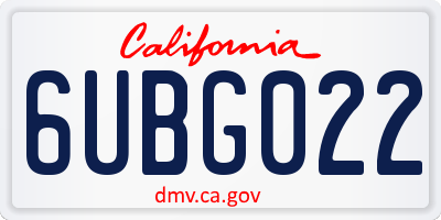 CA license plate 6UBG022